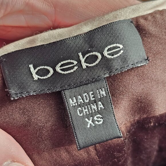 Vintage Bebe Light and Dark Brown Silk  Burttery Soft Dress Sz XS - Picture 8 of 12